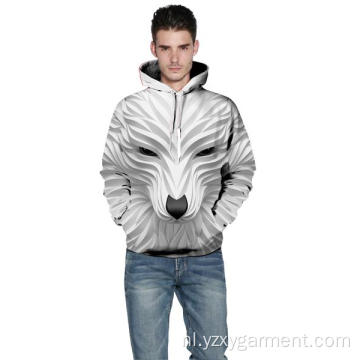 Witte lachende wolf 3D-print hoodie